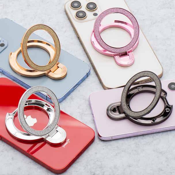 Stojak na telefon CIRCLE GLITTER - naklejany - złoty