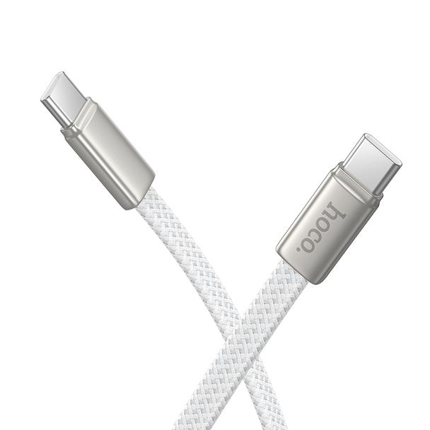 Kabel USB C do USB C Hoco 3A 60W płaski 1 m X125 biały