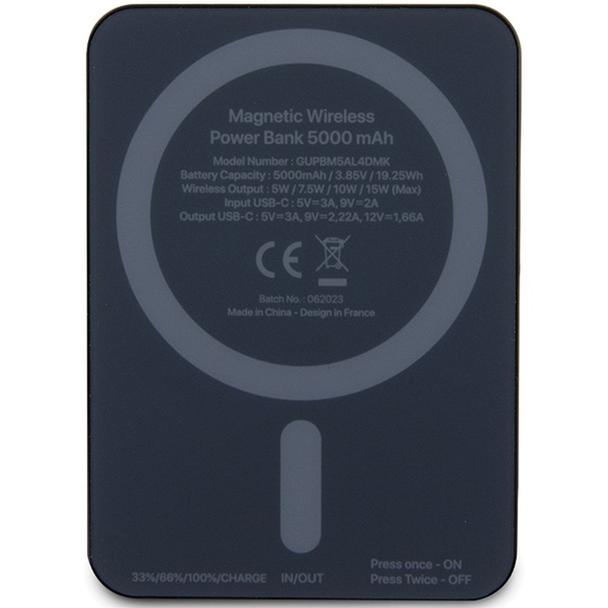 KARL LAGERFELD powerbank 5000 mAh z ładowaniem indukcyjnym kompatybilny z MagSafe 15W KLPBM5KIOTTGK czarny