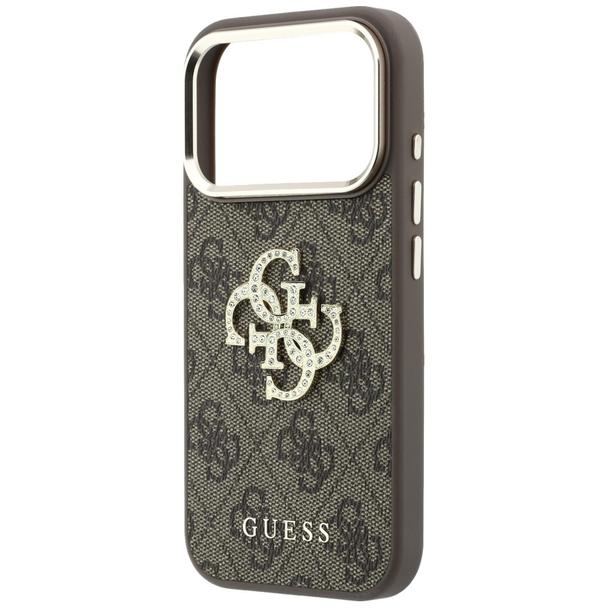 GUESS futerał do IPHONE 18 Pro/17 Pro (4G & Big Strass Logo) brązowy