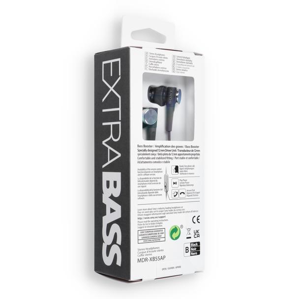 Słuchawki przewodowe douszne Jack 3,5 mm Sony MDR-XB55APB czarne