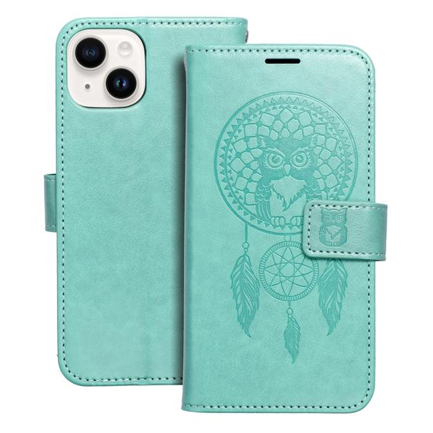 Etui z klapką na iPhone 14 Mezzo Book łapacz snów zielone