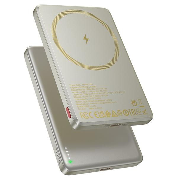 Powerbank zgodny z MagSafe Hoco 5000 mAh QC PD 2A 20W Q26 złoty