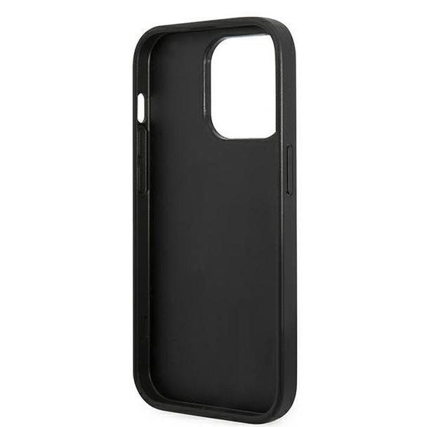 GUESS futerał do IPHONE 14 Pro GUHCP14LHGGSHK (Glitter Flakes Script Metal Logo) czarny