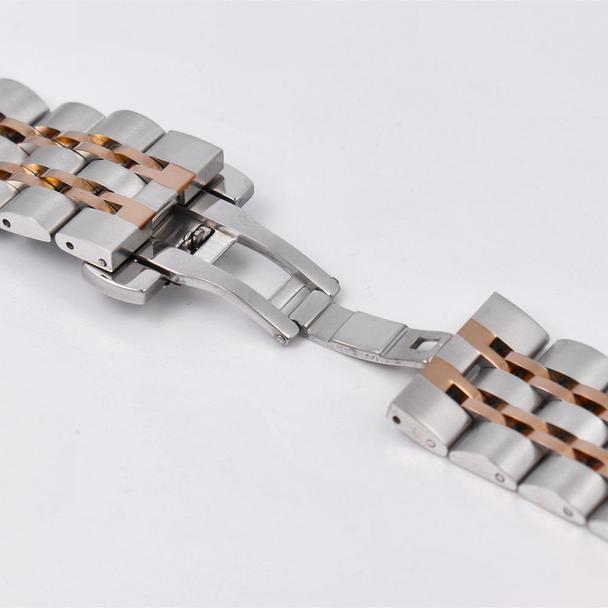 Pasek do zegarka 22 mm Titmo Strap S4 stalowa bransoleta srebrno-różowy
