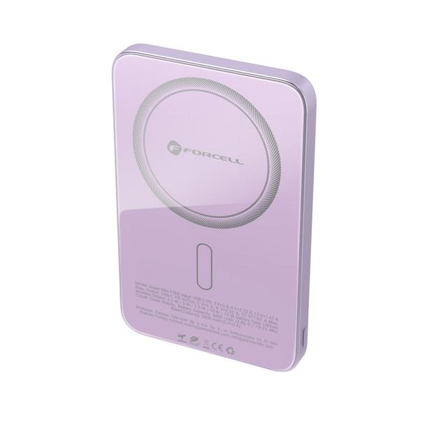 Powerbank zgodny z MagSafe Forcell F-Energy SuperSlim F5K8 QC4.0 PD3.0 15W 5000 mAh fioletowy 0INT