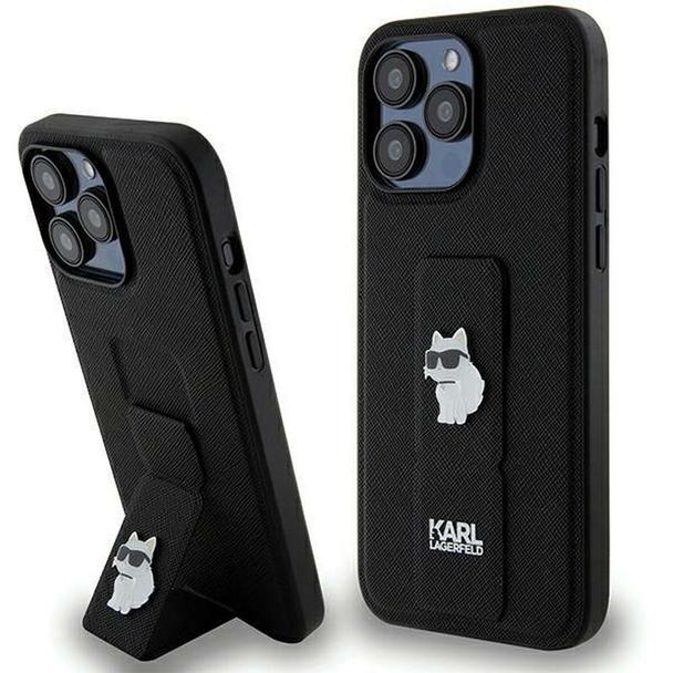 KARL LAGERFELD futerał do IPHONE 13 Pro Max KLHCP13XGSACHPK (Gripstand Saffiano choupette PIN) czarny