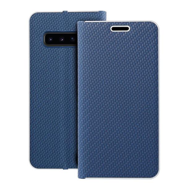 Etui z klapką na Samsung S10 Luna Book Carbon niebieskie