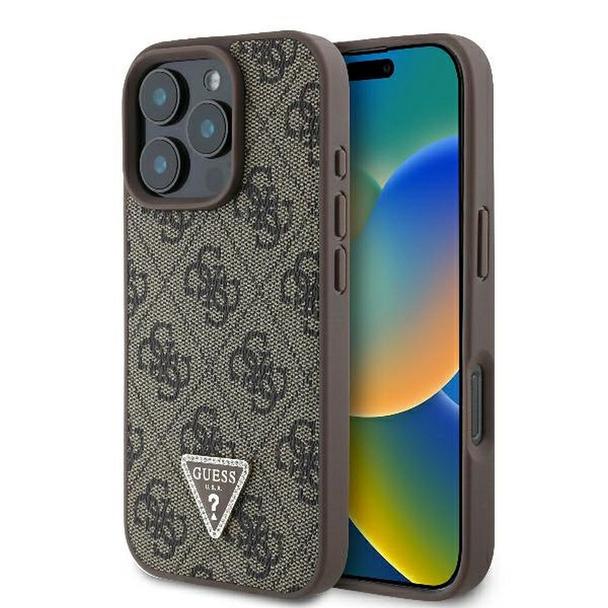 GUESS futerał do IPHONE 16 Pro Max GUHCP16XP4TDPW (PU Leather 4G Triangle Strass) brązowy