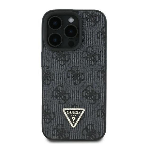 GUESS futerał do IPHONE 16 Pro GUHCP16LP4TDPK (PU Leather 4G Triangle Strass) czarny