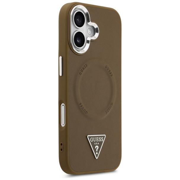 GUESS futerał do IPHONE 17 kompatybilny z MagSafe GUHMP17SPSDTSCMW (PU W/ Triangle Logo) brązowy