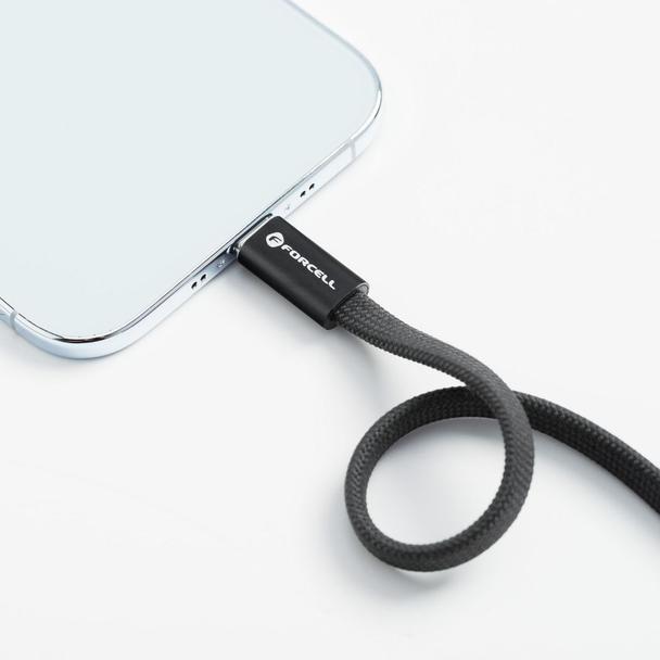 Kabel USB C do USB C Forcell F-Energy QC4.0 PD 3A 60W Cafule Flat 1,2 m CCFN23 czarny