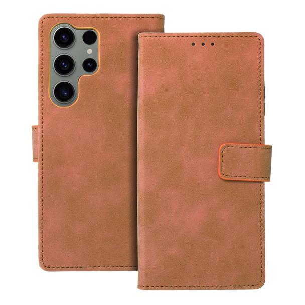 Etui z klapką na Samsung S23 ULTRA Tender Book brązowe