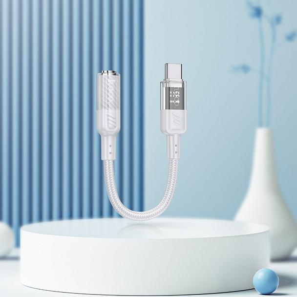 Adapter AUX USB C do Jack 3,5 mm Hoco 0,15 m LS37 transparentny szary