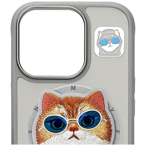 NIMMY futerał GLASSES COOL CAT kompatybilny z MagSafe do IPHONE 16 Pro szary