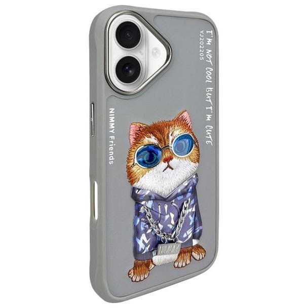 NIMMY futerał GLASSES COOL CAT do IPHONE 16 szary