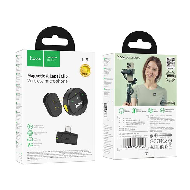 Mikrofon bezprzewodowy USB C Hoco L21 czarny