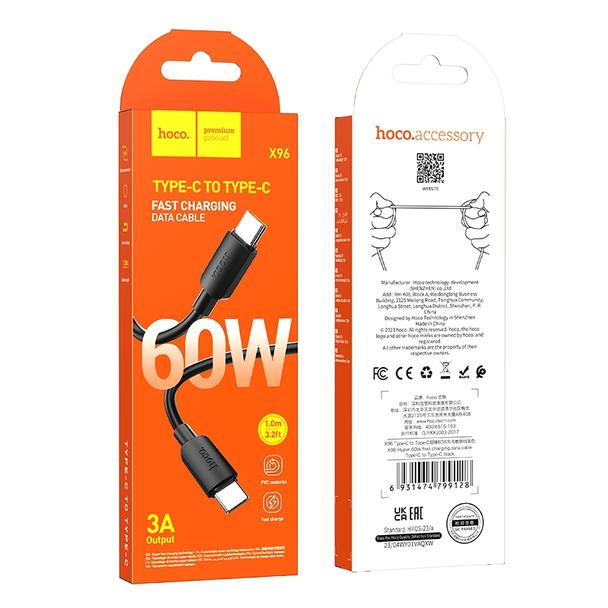 Kabel USB C do USB C Hoco PD 3A 60W 1 m X96 czarny