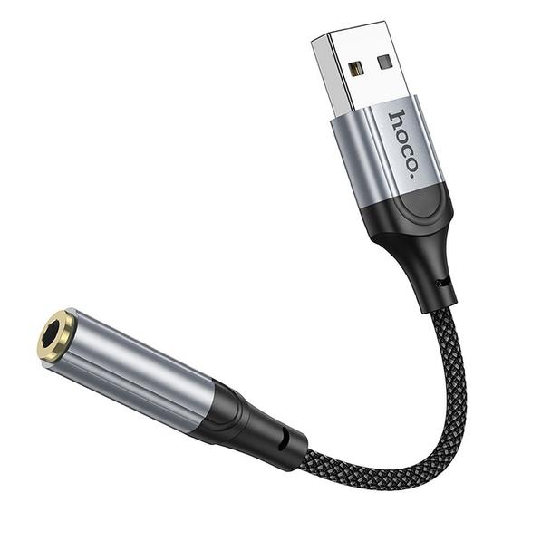 Adapter AUX USB A do Jack 3,5 mm Hoco 0,12 m LS36 czarny
