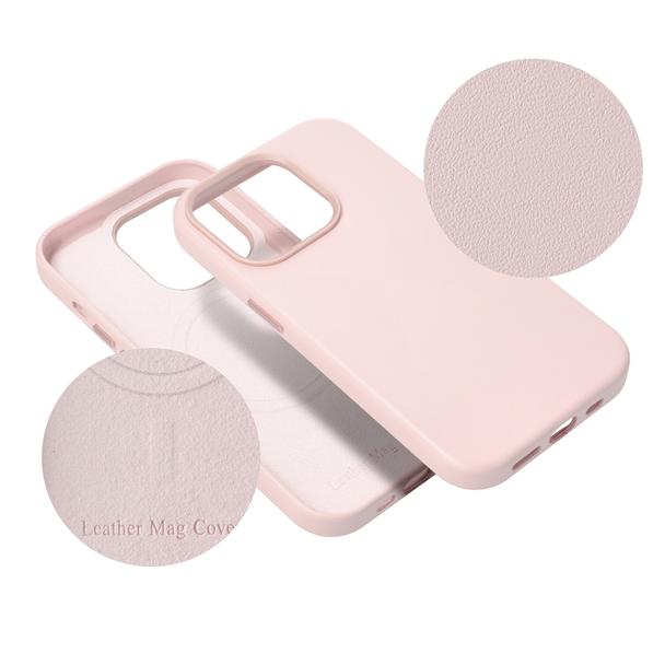 Futerał LEATHER MAG COVER kompatybilny z MagSafe do IPHONE 15 Pro różowy