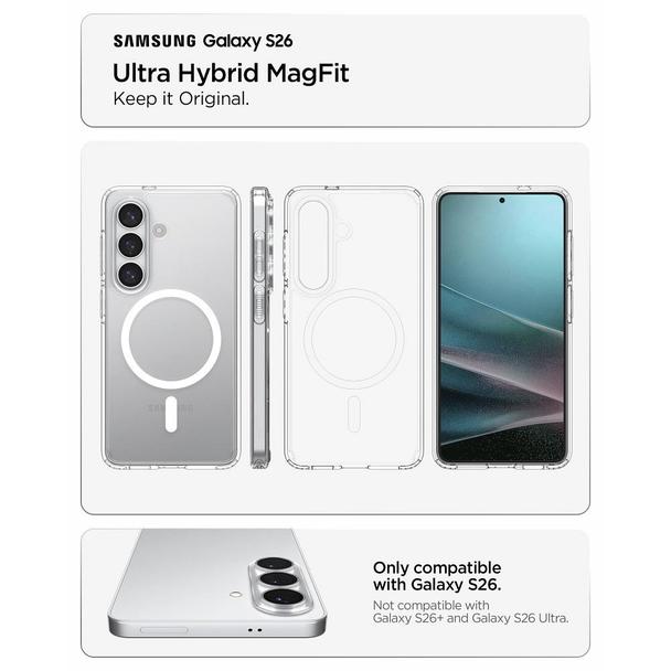 SPIGEN futerał ULTRA HYBRID MAG kompatybilny z MagSafe do S26 clear / white
