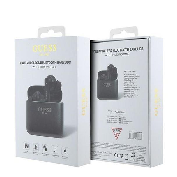 GUESS słuchawki bezprzewodowe bluetooth TWS + stacja dokująca GUTWSSU20ALEGK (Printed Logo) czarne
