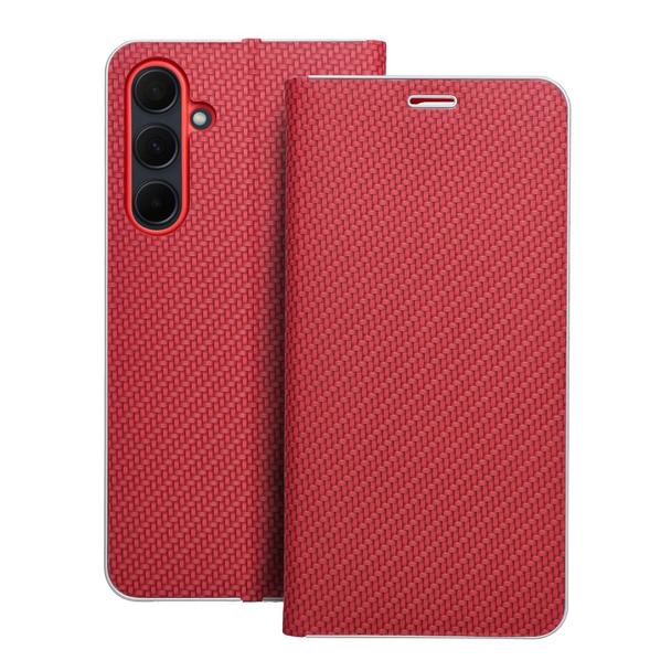 Etui z klapką na Samsung A35 5G Luna Book Carbon czerwone