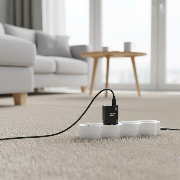 Ładowarka sieciowa do telefonu Blue Star Slim GaN USB C + USB A QC4.0 PD 3A 25W TFK-SC-25WAC czarna