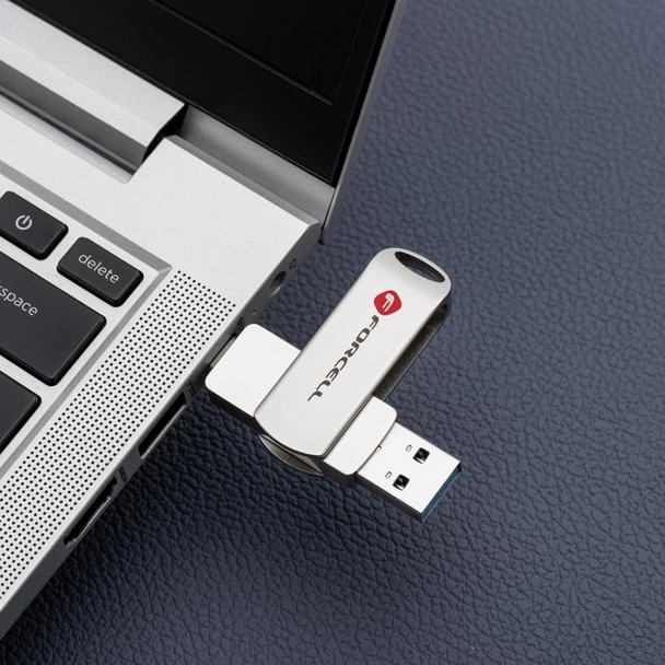 Pendrive 128GB USB 3.2 Gen 1 (USB A / USB C) Forcell F-Data Metal Duo srebrny