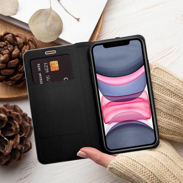 Etui z klapką na iPhone 16 PRO Luna Book Carbon czarne