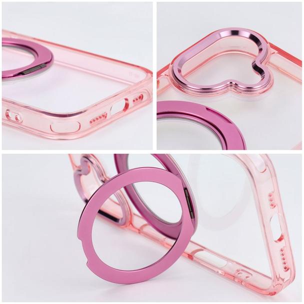 Etui na iPhone 15 Frame Circle Stand zgodne z MagSafe różowe