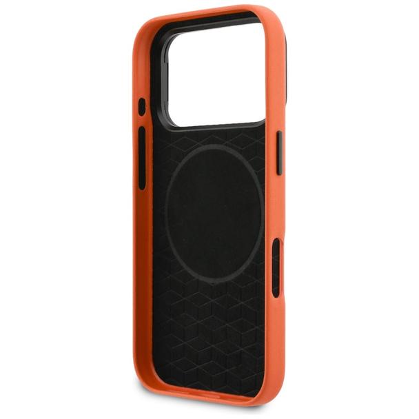BMW futerał do IPHONE 17 Pro Max kompatybilny z MagSafe BMHMP17X25PFWKCKO (PU W/ Metal Logo) pomarańczowy