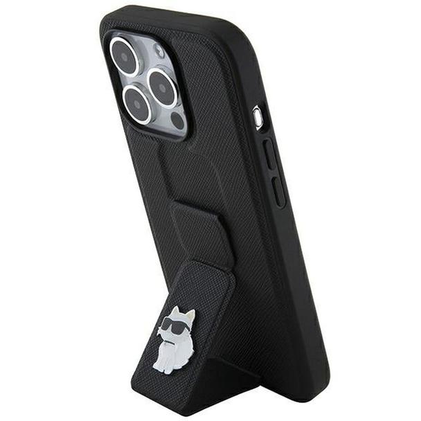 KARL LAGERFELD futerał do IPHONE 14 Pro Max KLHCP14XGSACHPK (Gripstand Saffiano choupette PIN) czarny