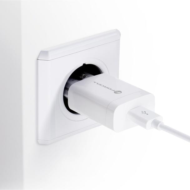 Ładowarka sieciowa do telefonu Forcell F-Energy USB A QC3.0 2,4A 18W + kabel USB A do USB C TFK-TC-1099 biała