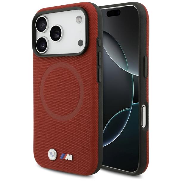 BMW futerał do IPHONE 17 Pro kompatybilny z MagSafe BMHMP17L25PFWSMR (PU FW Metal Logo) red