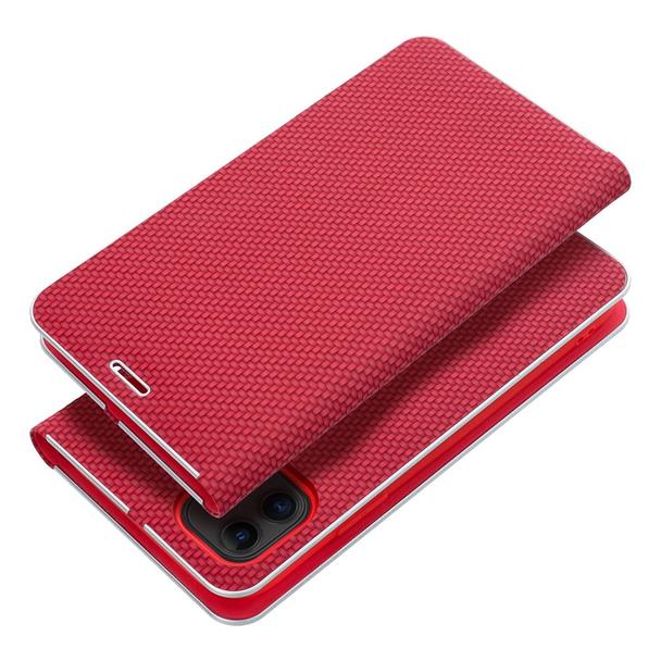 Etui z klapką na iPhone 16 Luna Book Carbon czerwone