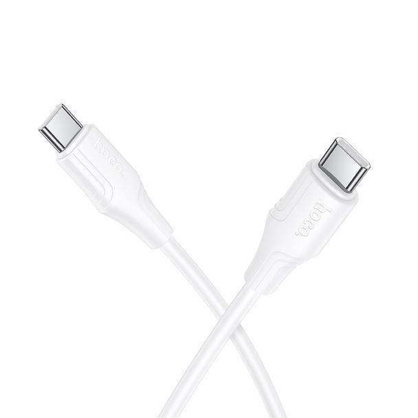 Kabel USB C do USB C Hoco 3A 60W silikonowy 1 m X124 biały