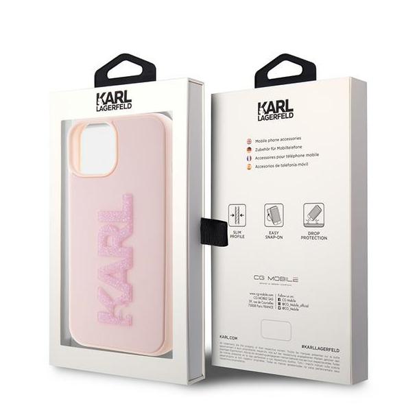 KARL LAGERFELD futerał do IPHONE 15 KLHCP15S3DMBKCP (3D Logo Glitter) różowy