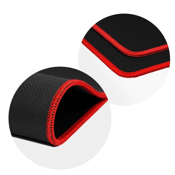 Podkładka pod mysz dla graczy 300 x 240 x 3 mm czarna z czerwonym obszyciem