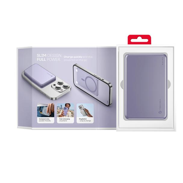 Powerbank zgodny z MagSafe Forcell F-Energy Slim F5K9 QC4.0 PD3.0 15W 5000 mAh fioletowy  0INT