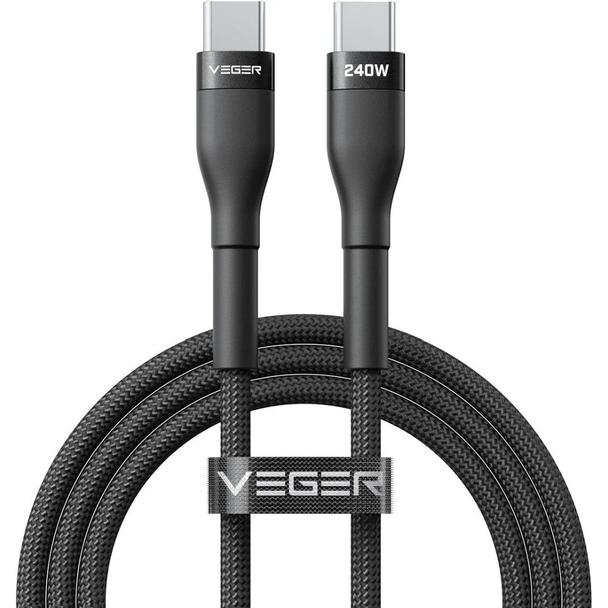 Kabel USB C do USB C VEGER PD 5A 240W 1,5 m CC03 czarny