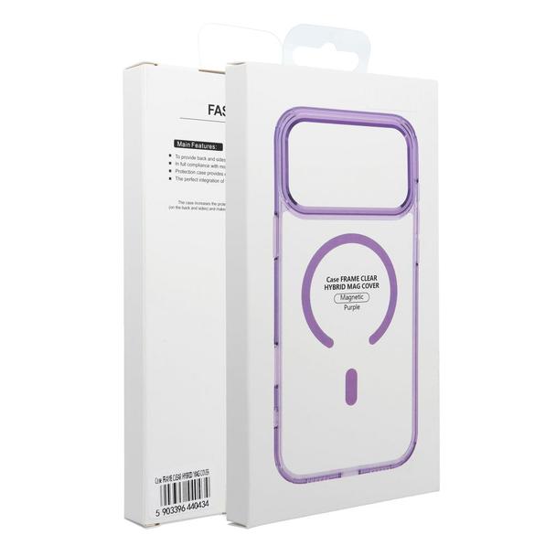 Futerał do iPhone 17 Frame Clear Hybrid Mag Cover zgodny z MagSafe fioletowy
