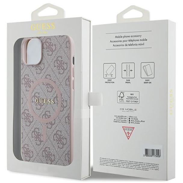 GUESS futerał do IPHONE 14 kompatybilny z MagSafe GUHMP14SG4GFRP (4G Ring classic logo) różowy