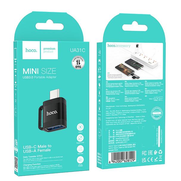 Adapter OTG USB C do USB A Hoco 3A UA31C czarny
