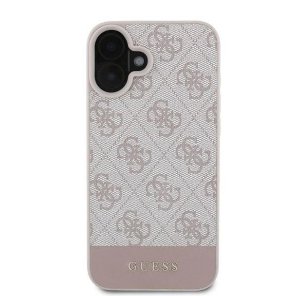 GUESS futerał do IPHONE 16 GUHCP16SG4GLPI (4G PU Bottom Stripe) różowy