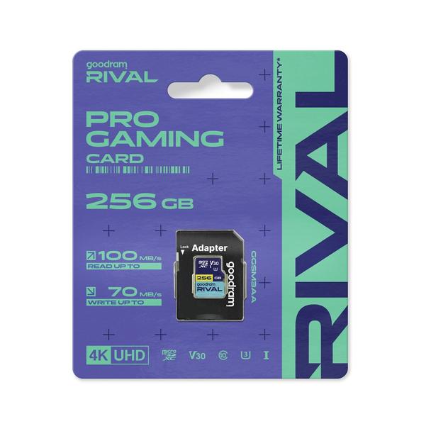 GOODRAM RIVAL Karta pamięci microSD 256GB 100MB/s class 10 UHS-I U3 V30 z adapterem SD
