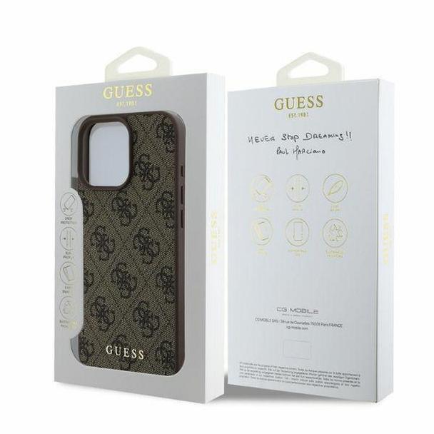 GUESS futerał do IPHONE 16 Pro GUHCP16LG4GFBR (PU 4G Classic) brązowy