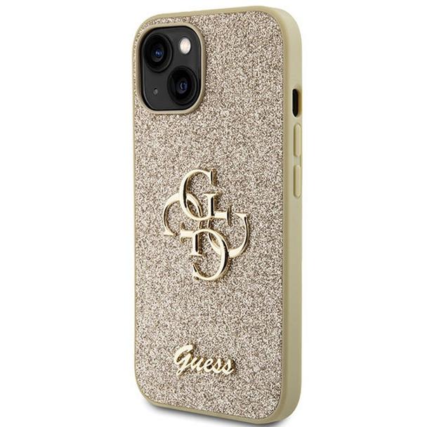GUESS futerał do IPHONE 15 Plus GUHCP15MHG4SGD (Fixed Glitter Big 4G) złoty
