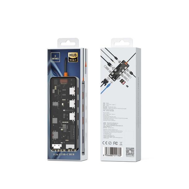 WiWU - HUB 11w1 CB011 Type-C do USB3.0x3+USB2.0x1+SD/TF(2.0)+HDMIx1+RJ45+VGA+PD+Audio