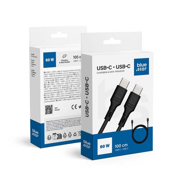 Kabel USB C do USB C Blue Star 3A 60W 1 m DC-001CC3.0 czarny
